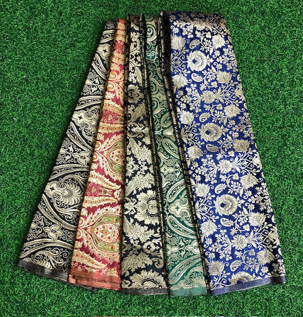 5 pcs Bundle Brocade Fabrics, assorted brocade fabric bundle, Banarasi fabric - NF024