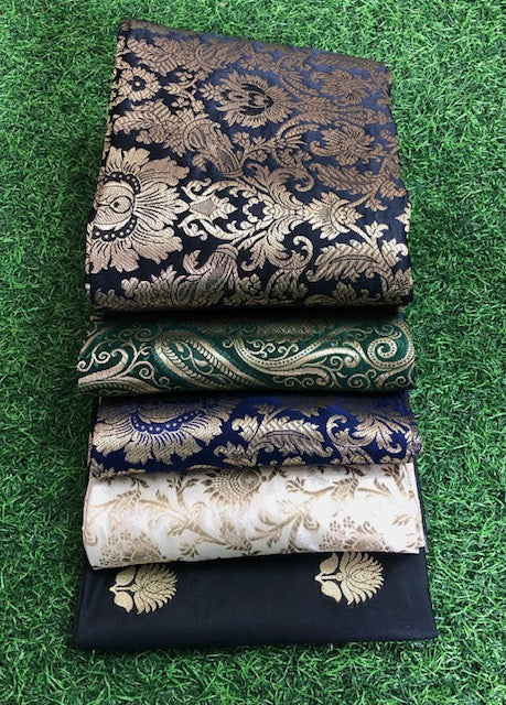 5 pcs Bundle Brocade Fabrics, assorted brocade fabric bundle, Banarasi fabric - NF025