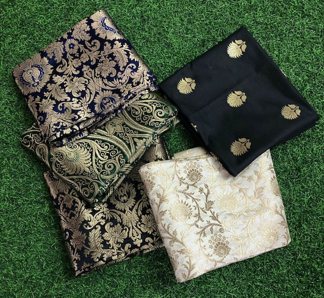 5 pcs Bundle Brocade Fabrics, assorted brocade fabric bundle, Banarasi fabric - NF025