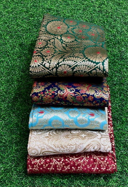 5 pcs Bundle Brocade Fabrics, assorted brocade fabric bundle, Banarasi fabric - NF026