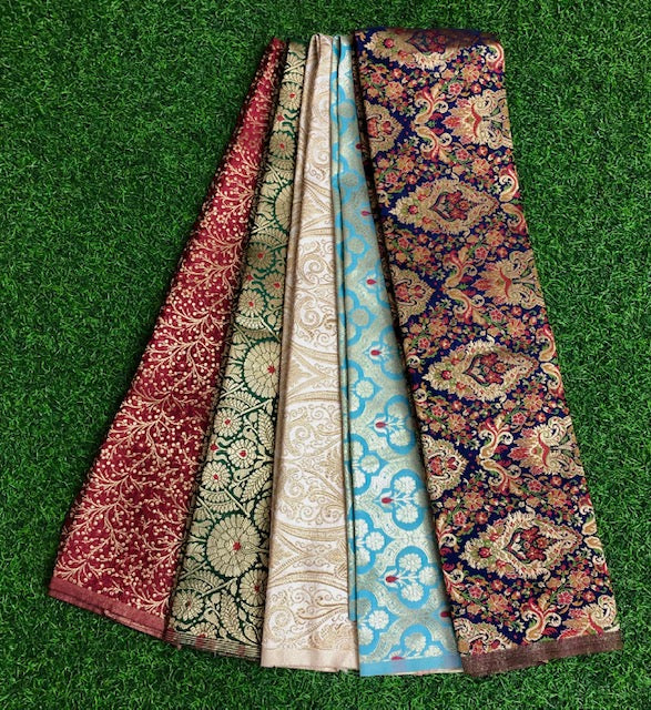 5 pcs Bundle Brocade Fabrics, assorted brocade fabric bundle, Banarasi fabric - NF026