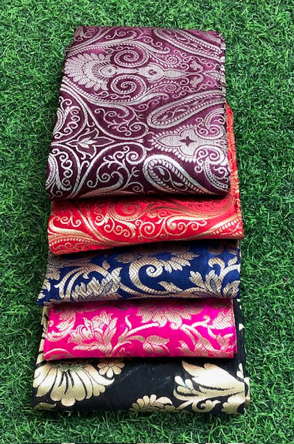 5 pcs Bundle Brocade Fabrics, assorted brocade fabric bundle, Banarasi fabric - NF027