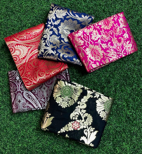 5 pcs Bundle Brocade Fabrics, assorted brocade fabric bundle, Banarasi fabric - NF027