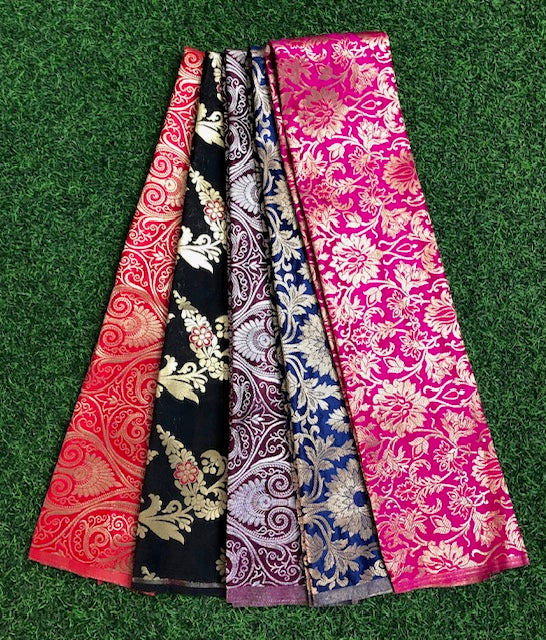 5 pcs Bundle Brocade Fabrics, assorted brocade fabric bundle, Banarasi fabric - NF027