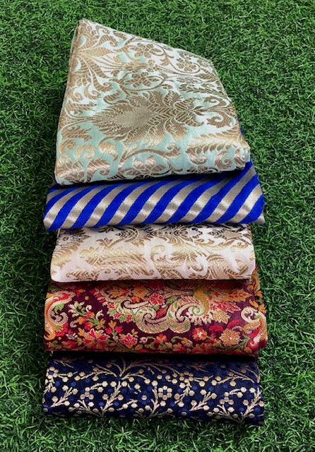 5 pcs Bundle Brocade Fabrics, assorted brocade fabric bundle, Banarasi fabric - NF028