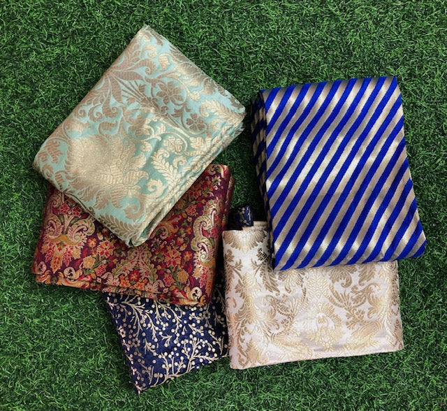 5 pcs Bundle Brocade Fabrics, assorted brocade fabric bundle, Banarasi fabric - NF028