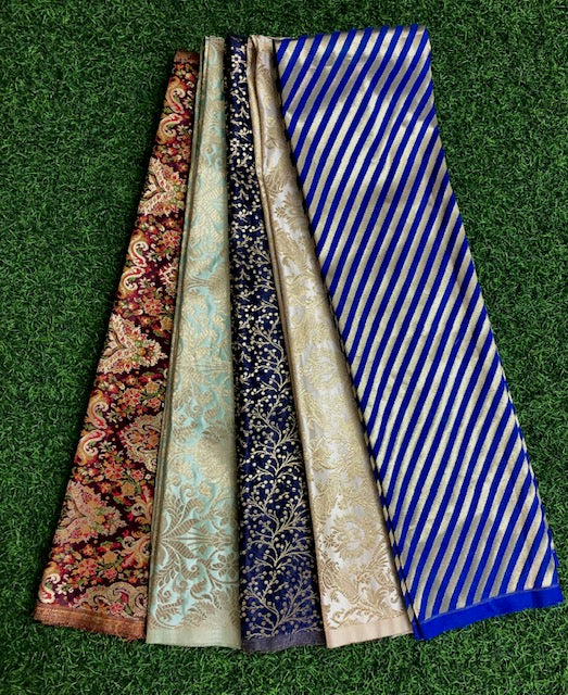 5 pcs Bundle Brocade Fabrics, assorted brocade fabric bundle, Banarasi fabric - NF028