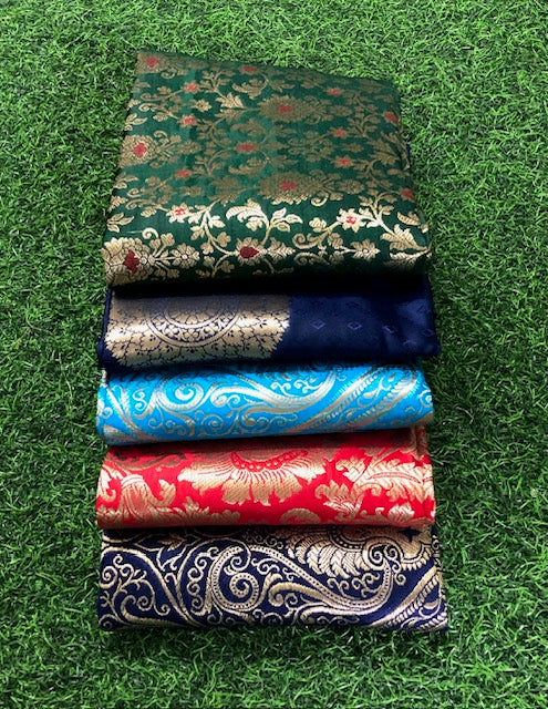 5 pcs Bundle Brocade Fabrics, assorted brocade fabric bundle, Banarasi fabric - NF029