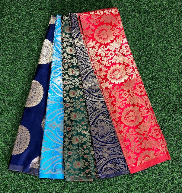 5 pcs Bundle Brocade Fabrics, assorted brocade fabric bundle, Banarasi fabric - NF029