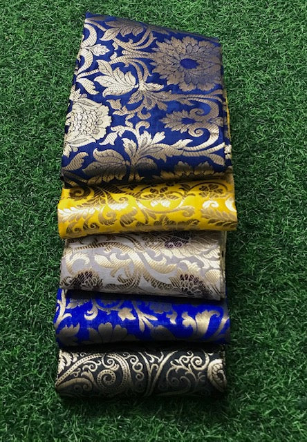 5 pcs Bundle Brocade Fabrics, assorted brocade fabric bundle, Banarasi fabric - NF030