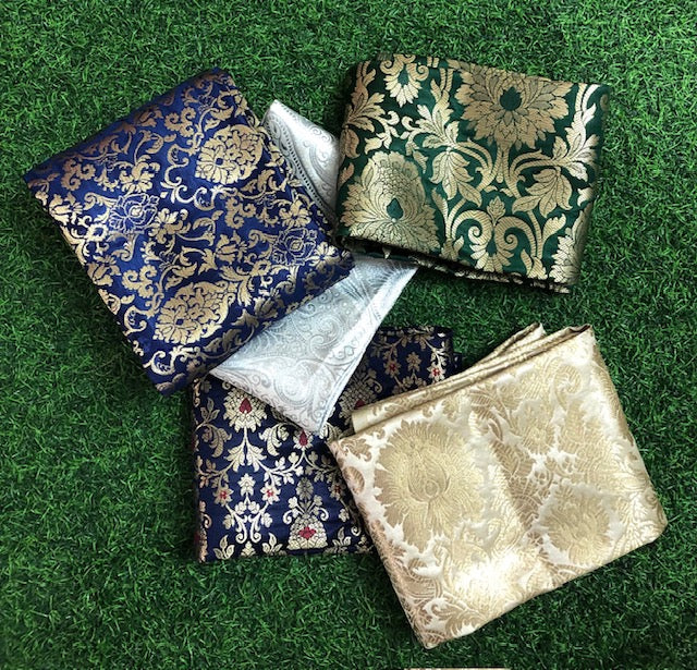 5 pcs Bundle Brocade Fabrics, assorted brocade fabric bundle, Banarasi fabric - NF032