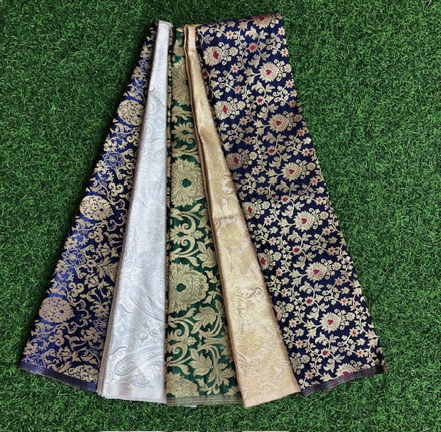 5 pcs Bundle Brocade Fabrics, assorted brocade fabric bundle, Banarasi fabric - NF032