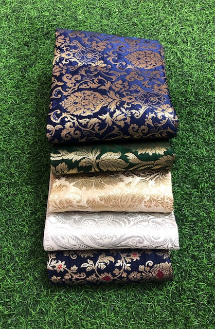 5 pcs Bundle Brocade Fabrics, assorted brocade fabric bundle, Banarasi fabric - NF032