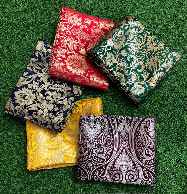 5 pcs Bundle Brocade Fabrics, assorted brocade fabric bundle, Banarasi fabric - NF033