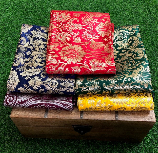 5 pcs Bundle Brocade Fabrics, assorted brocade fabric bundle, Banarasi fabric - NF033