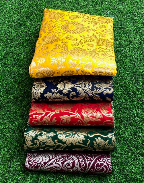 5 pcs Bundle Brocade Fabrics, assorted brocade fabric bundle, Banarasi fabric - NF033