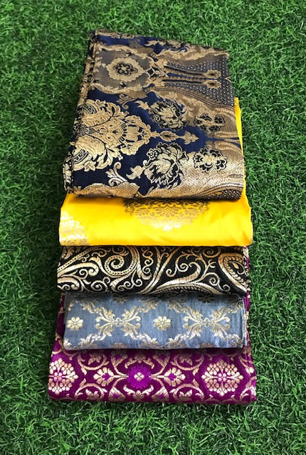 5 pcs Bundle Brocade Fabrics, assorted brocade fabric bundle, Banarasi fabric - NF034