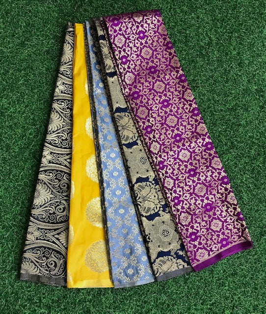 5 pcs Bundle Brocade Fabrics, assorted brocade fabric bundle, Banarasi fabric - NF034