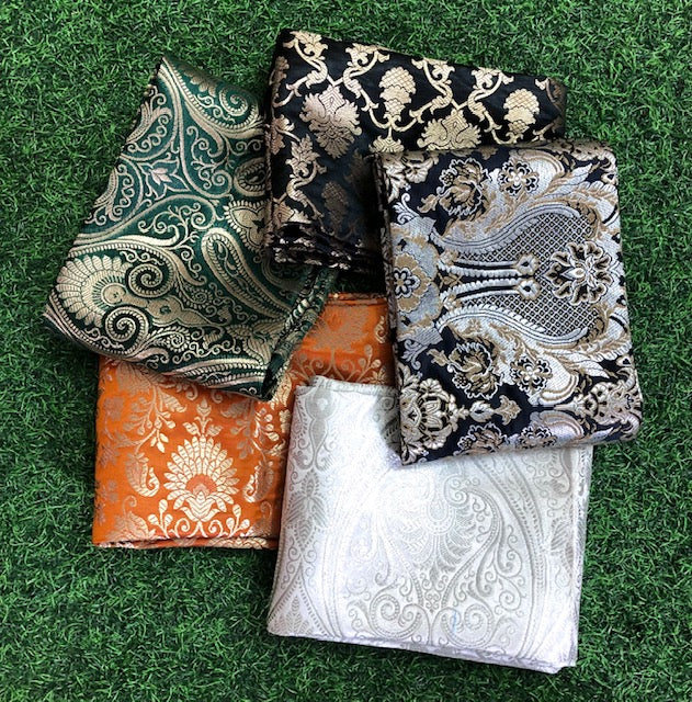 5 pcs Bundle Brocade Fabrics, assorted brocade fabric bundle, Banarasi fabric - NF035