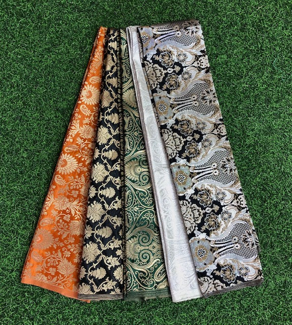 5 pcs Bundle Brocade Fabrics, assorted brocade fabric bundle, Banarasi fabric - NF035