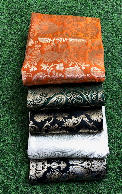 5 pcs Bundle Brocade Fabrics, assorted brocade fabric bundle, Banarasi fabric - NF035