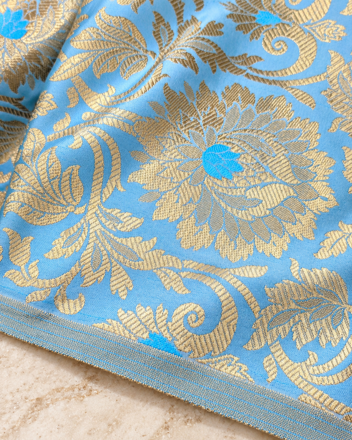 Brocade fabric Blue Gold Jacquard Damask Rayon Silk brocade Fabric Wedding Bridal High Grade Designer fabric by the yard Material NFAF06