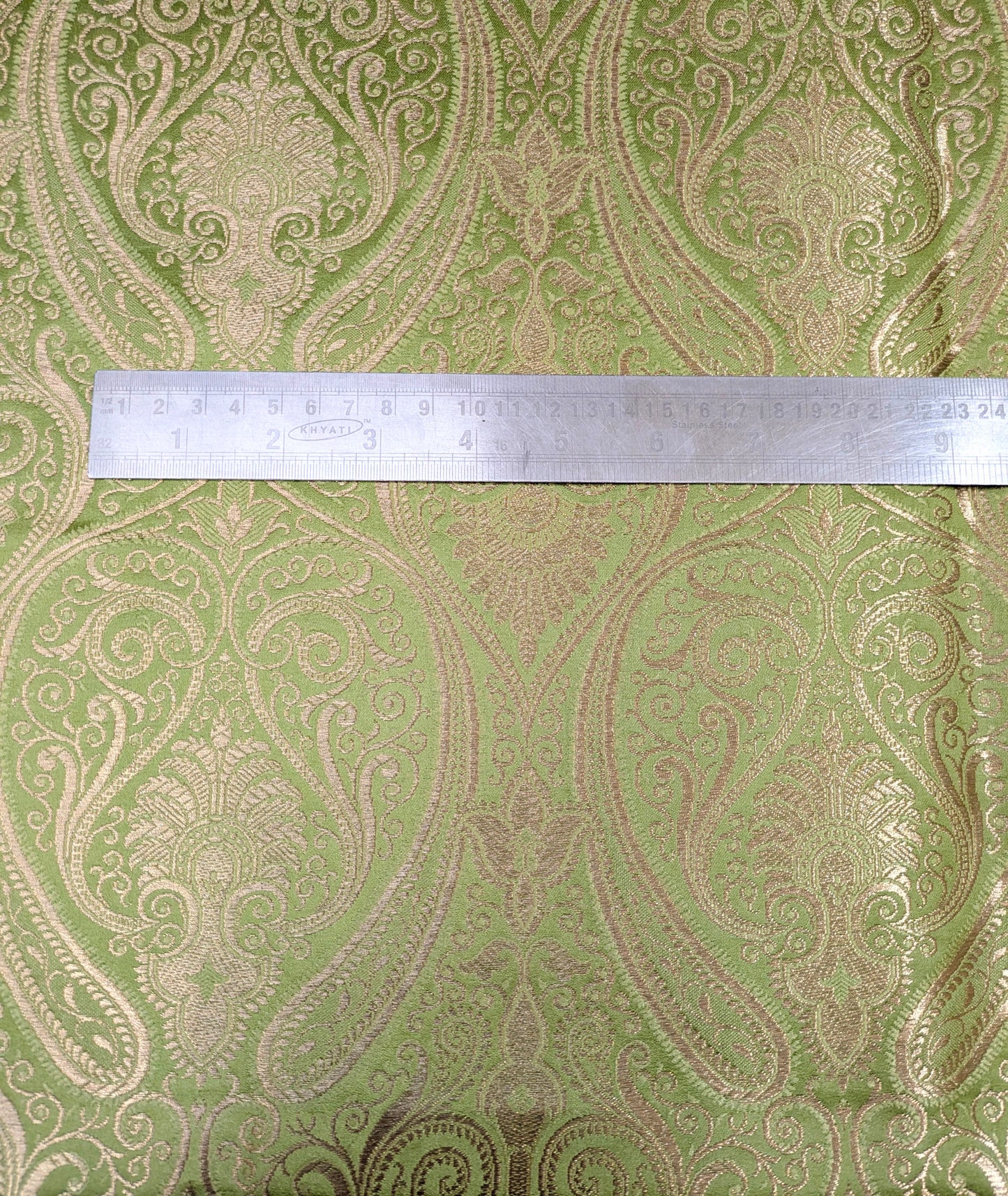 Indian banarasi brocade fabric, Green gold Wedding fabric, Rayon silk brocade,  Damask jacquard brocade, Brokat stoff - NFAF07