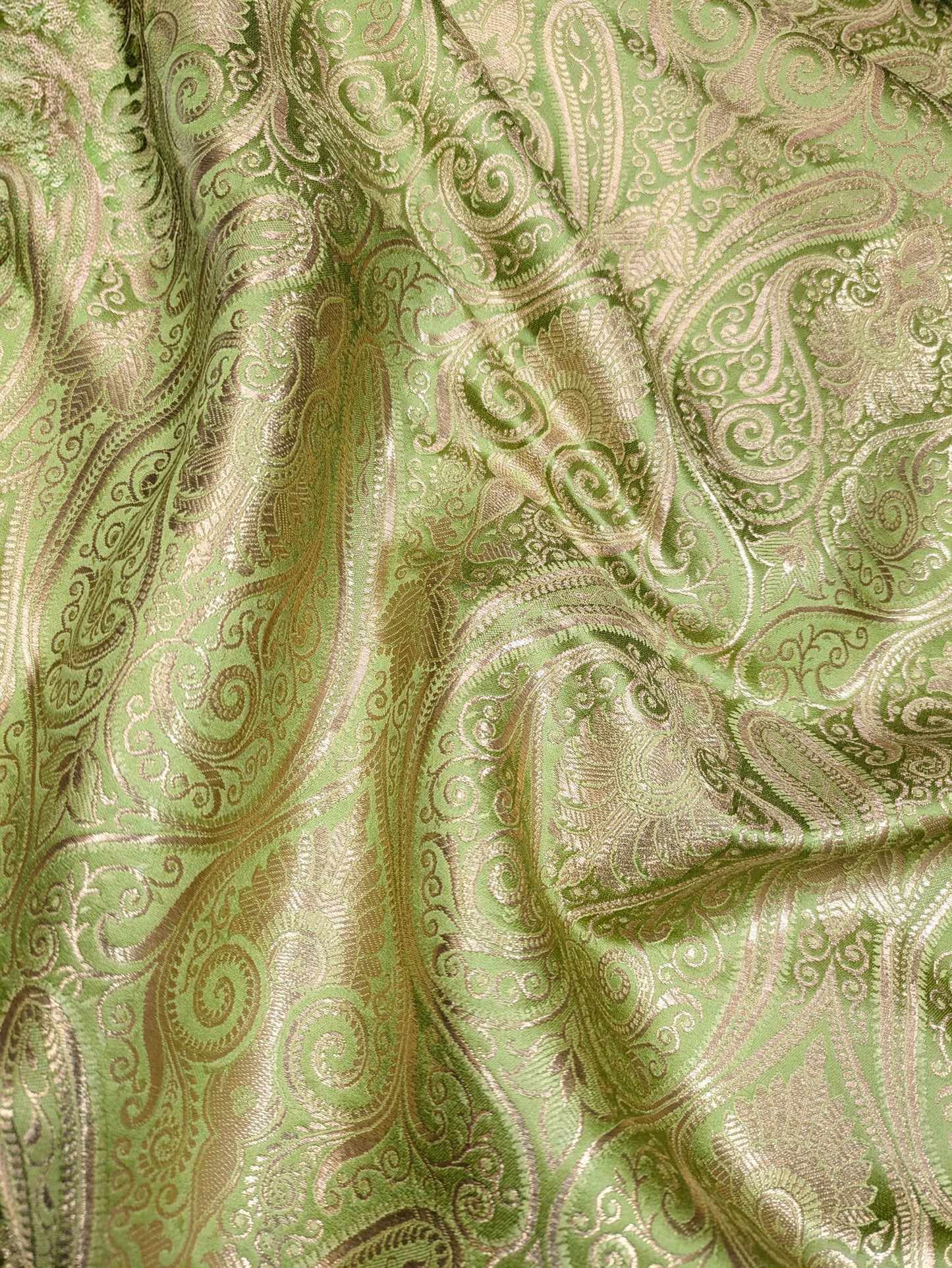 Indian banarasi brocade fabric, Green gold Wedding fabric, Rayon silk brocade,  Damask jacquard brocade, Brokat stoff - NFAF07