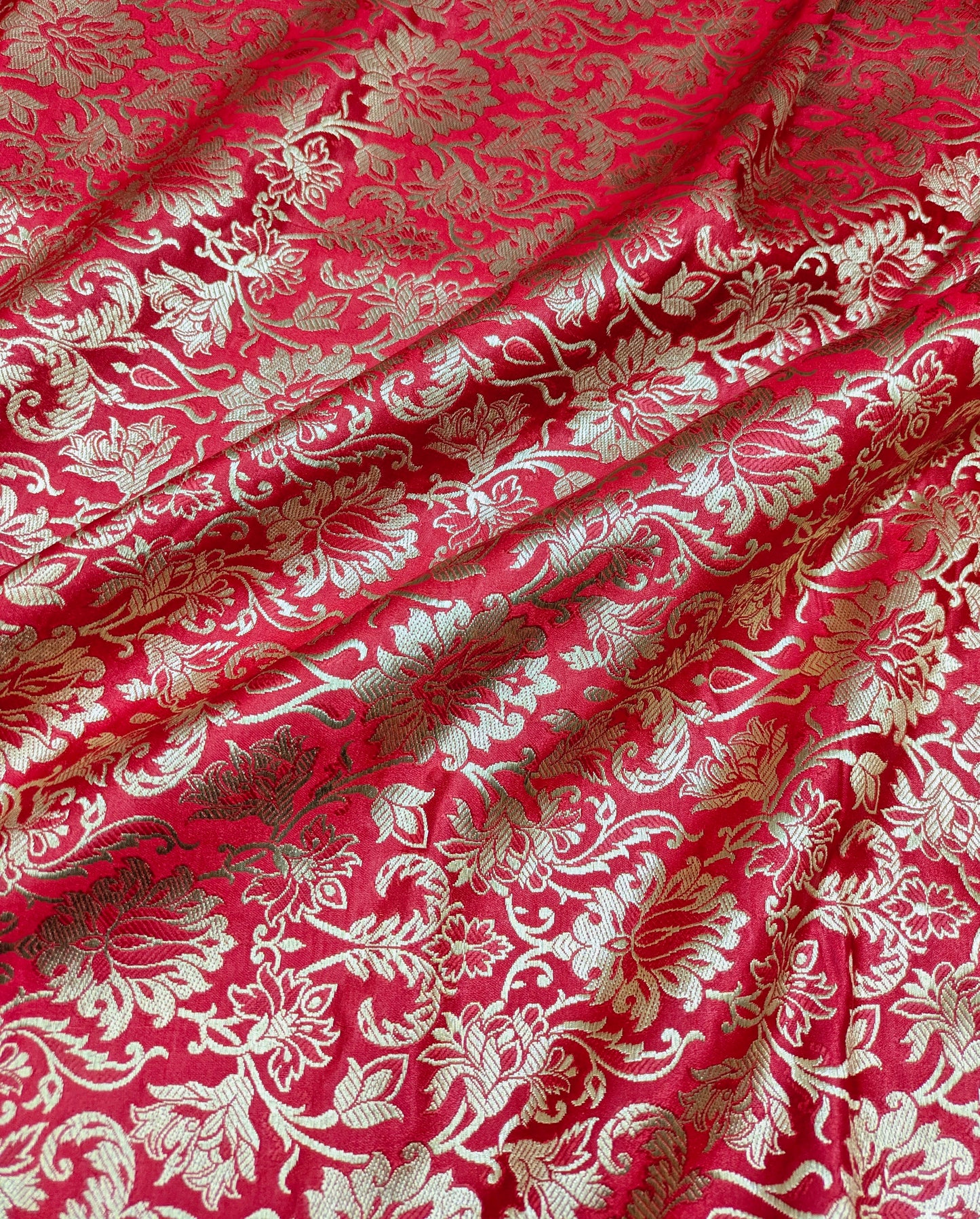 Brocade fabric Jacquard damask fabric Red Gold brocade Wedding bridal Dress fabric Silk Brocade Home Decor Upholsery Fabric By the Yard