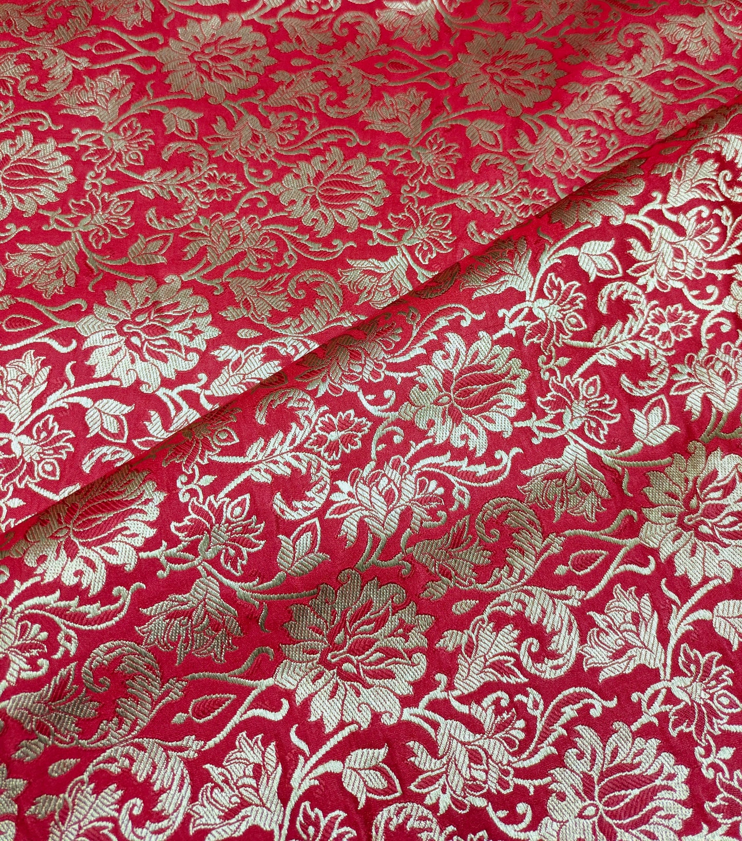 Brocade fabric Jacquard damask fabric Red Gold brocade Wedding bridal Dress fabric Silk Brocade Home Decor Upholsery Fabric By the Yard