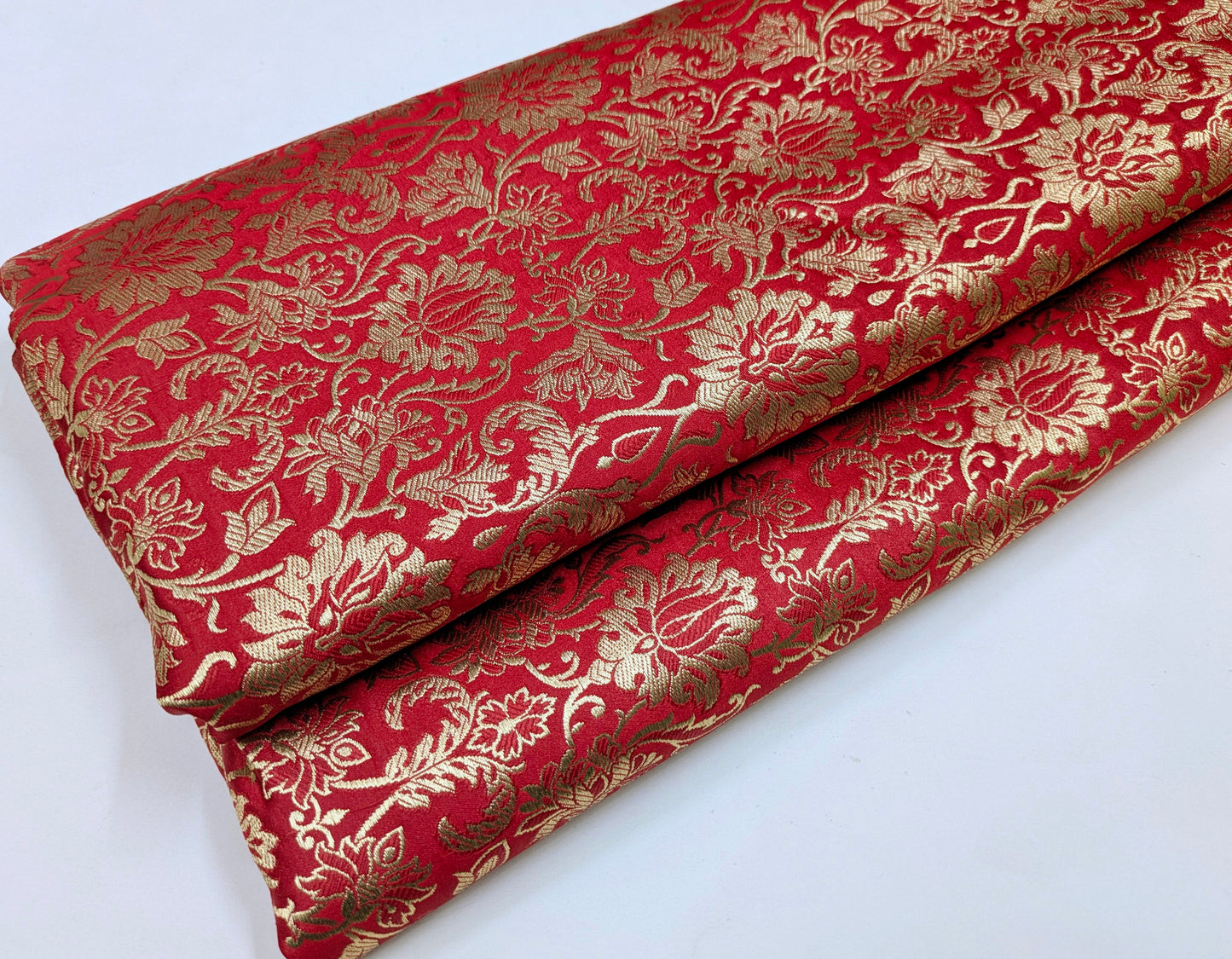 Brocade fabric Jacquard damask fabric Red Gold brocade Wedding bridal Dress fabric Silk Brocade Home Decor Upholsery Fabric By the Yard