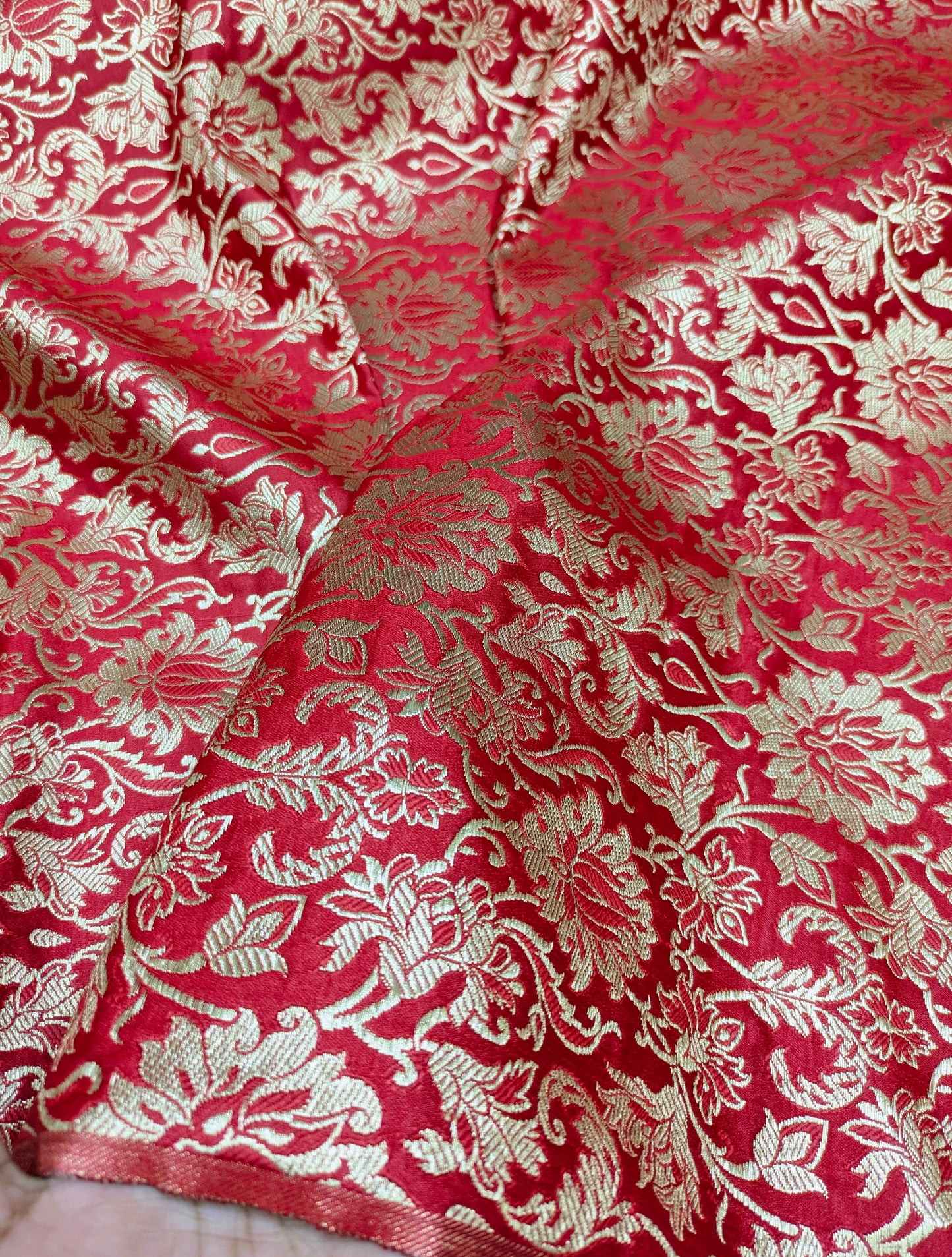 Brocade fabric Jacquard damask fabric Red Gold brocade Wedding bridal Dress fabric Silk Brocade Home Decor Upholsery Fabric By the Yard