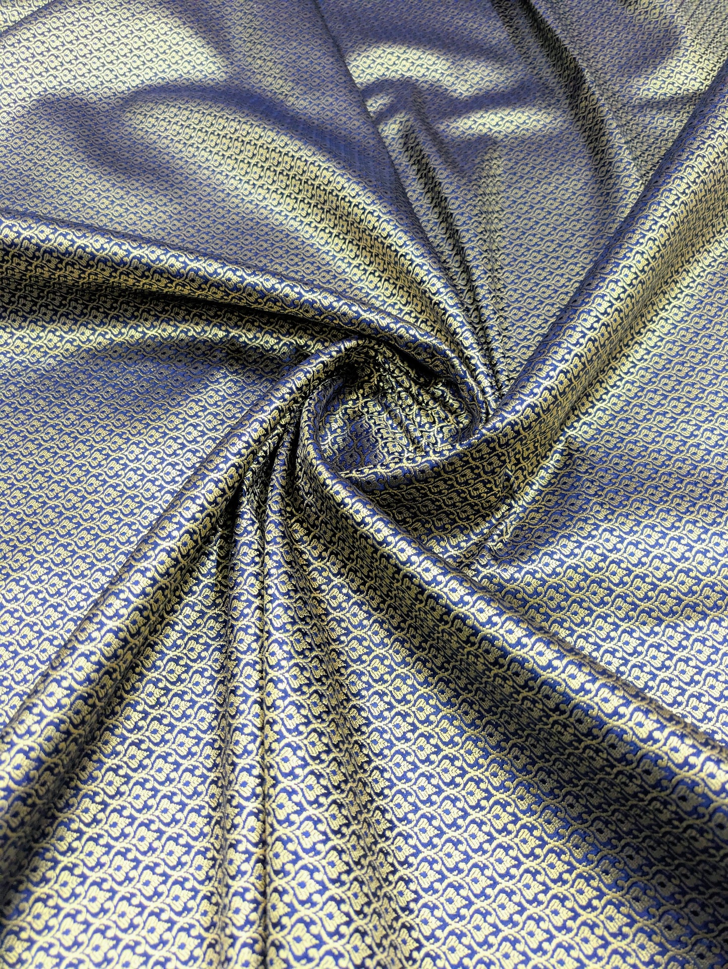 Brocade fabric Navy Blue Gold Jacquard Damask Rayon Silk brocade Fabric Wedding Bridal High Grade Designer fabric by the yard/Meter Material