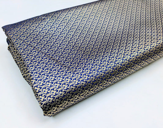 Brocade fabric Navy Blue Gold Jacquard Damask Rayon Silk brocade Fabric Wedding Bridal High Grade Designer fabric by the yard/Meter Material