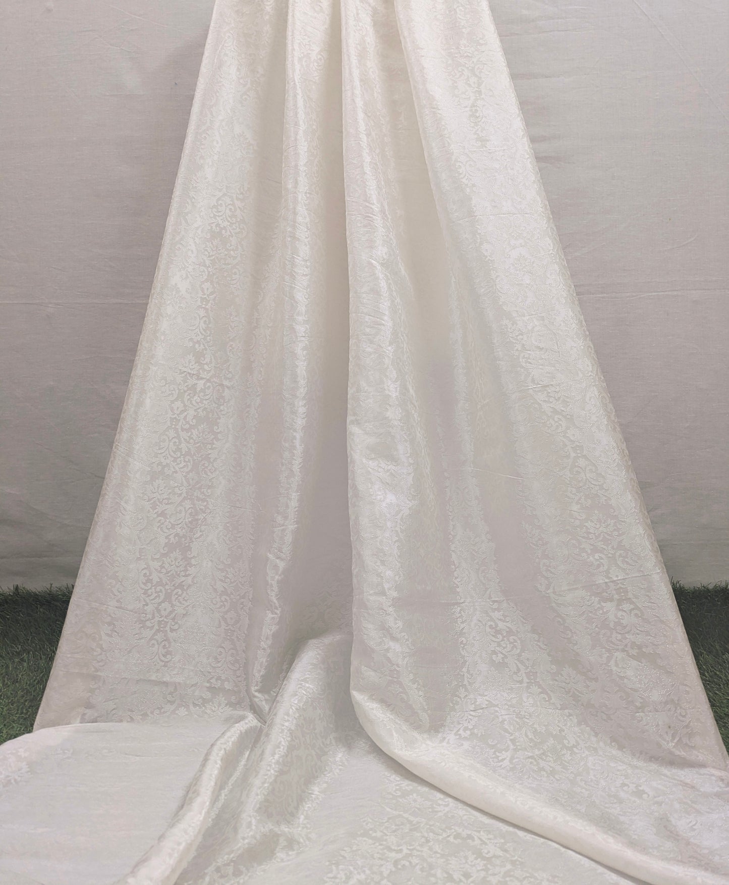 Damask Brocade Fabric White Jacquard brocade Wedding dress fabric Embossed Brocade fabric Bridal Dress Brocade Fabric by the yard - NFAF125