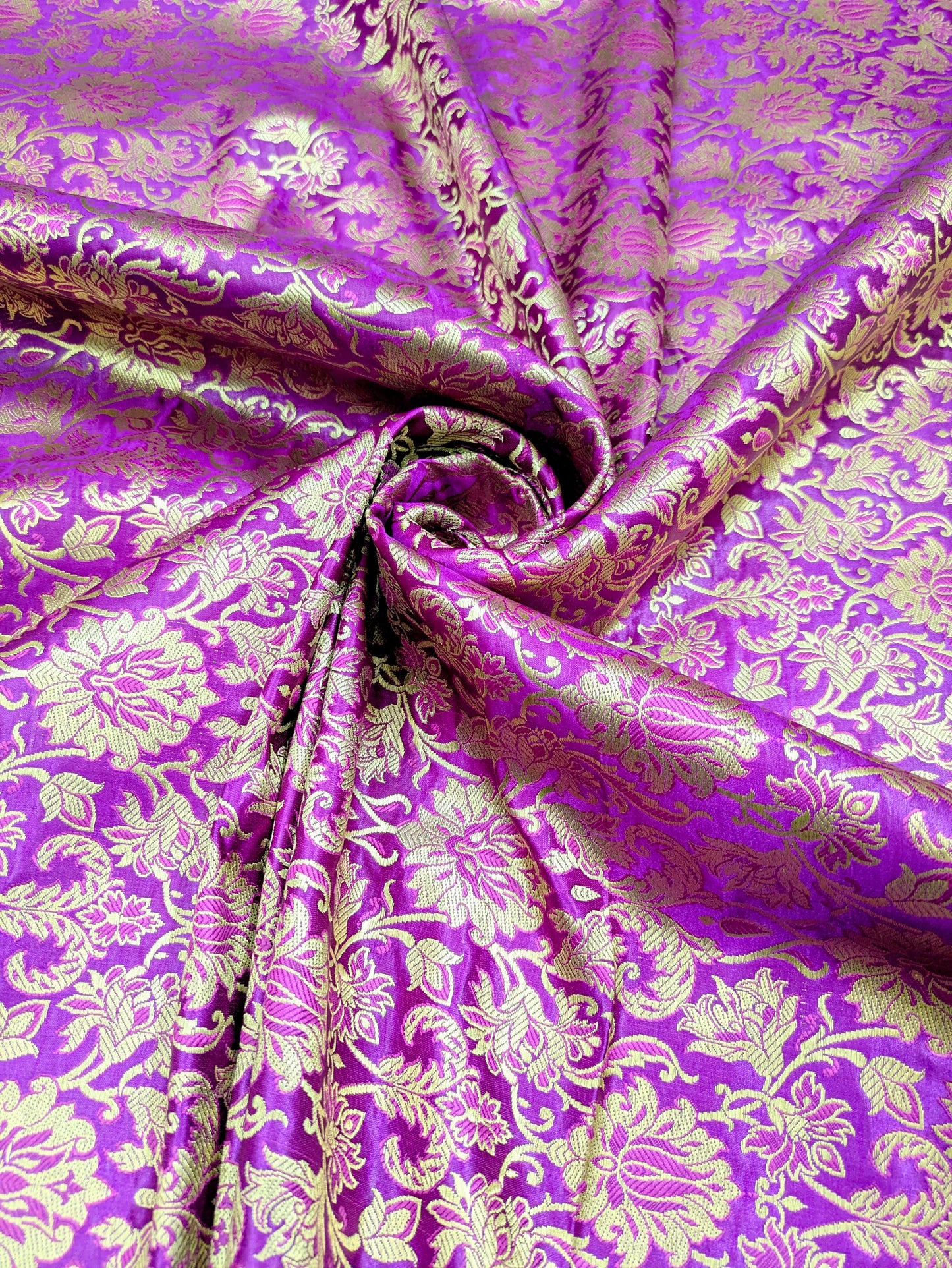 Purple Gold jacquard brocade fabric, Wedding dress, Historical fabric, Gothic fabric, Theatre costume, Brokat stoff, Home décor fabric - NFAF127