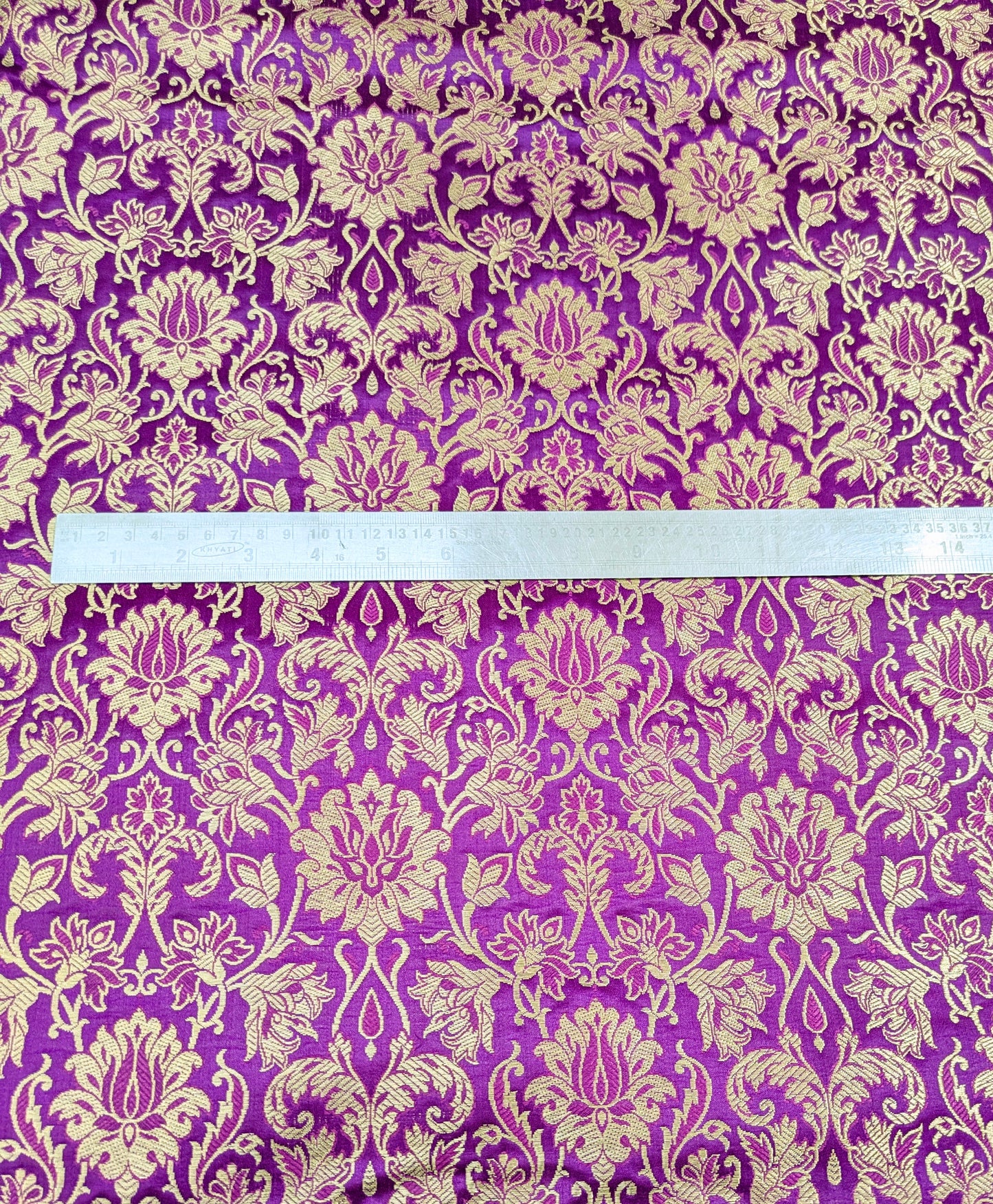 Purple Gold jacquard brocade fabric, Wedding dress, Historical fabric, Gothic fabric, Theatre costume, Brokat stoff, Home décor fabric - NFAF127