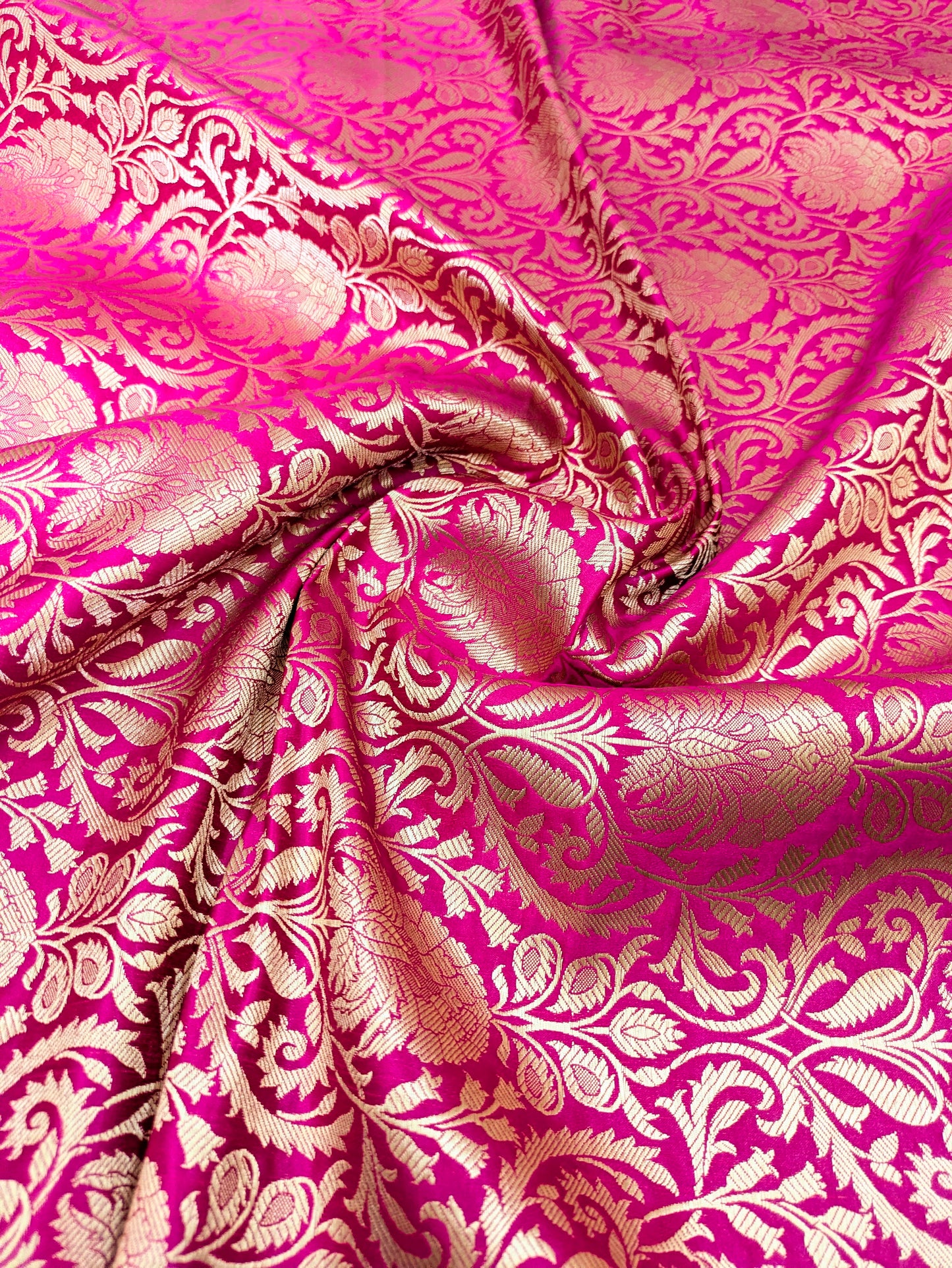 Indian banarasi brocade fabric, Pink Gold Flower brocade fabric, Wedding fabric, Rayon silk brocade, Gothic fabric, Designer fabric - NFAF137