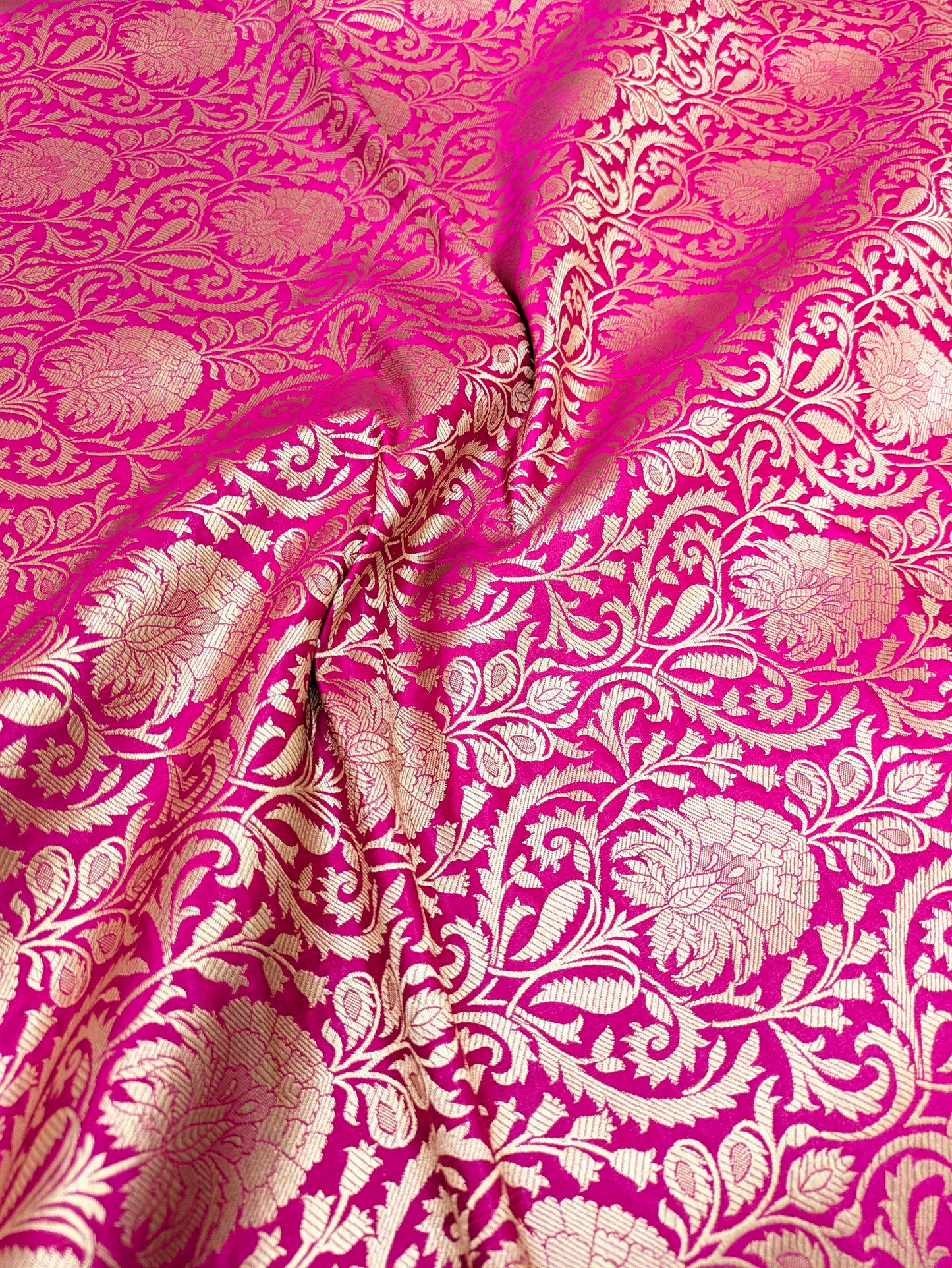 Indian banarasi brocade fabric, Pink Gold Flower brocade fabric, Wedding fabric, Rayon silk brocade, Gothic fabric, Designer fabric - NFAF137