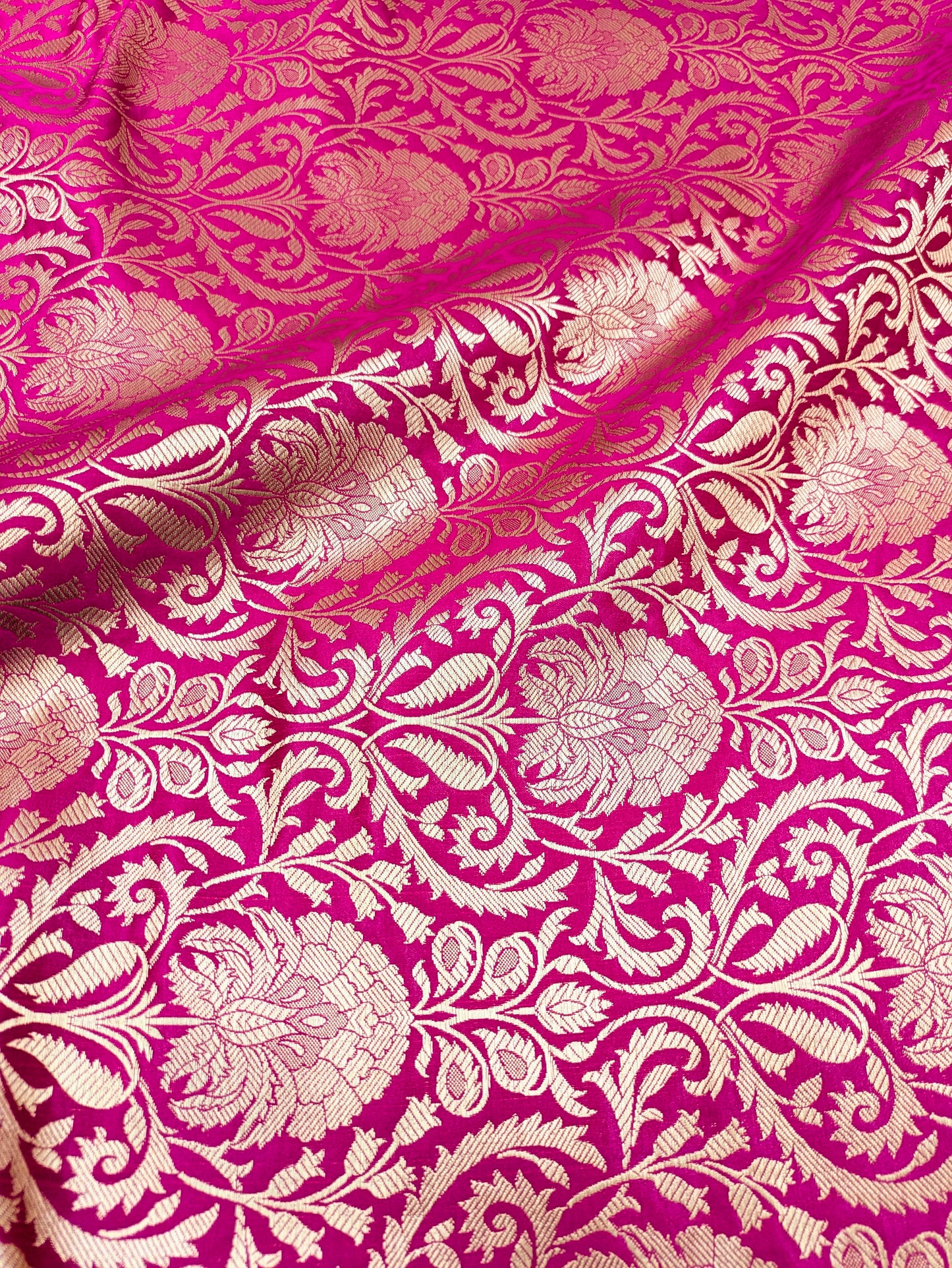 Indian banarasi brocade fabric, Pink Gold Flower brocade fabric, Wedding fabric, Rayon silk brocade, Gothic fabric, Designer fabric - NFAF137