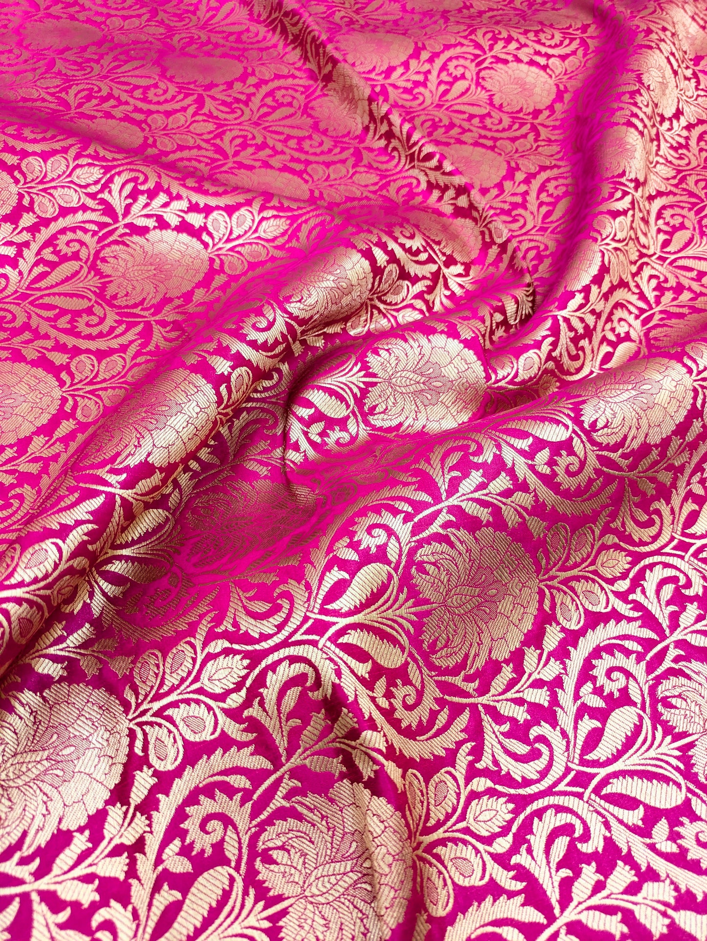 Indian banarasi brocade fabric, Pink Gold Flower brocade fabric, Wedding fabric, Rayon silk brocade, Gothic fabric, Designer fabric - NFAF137