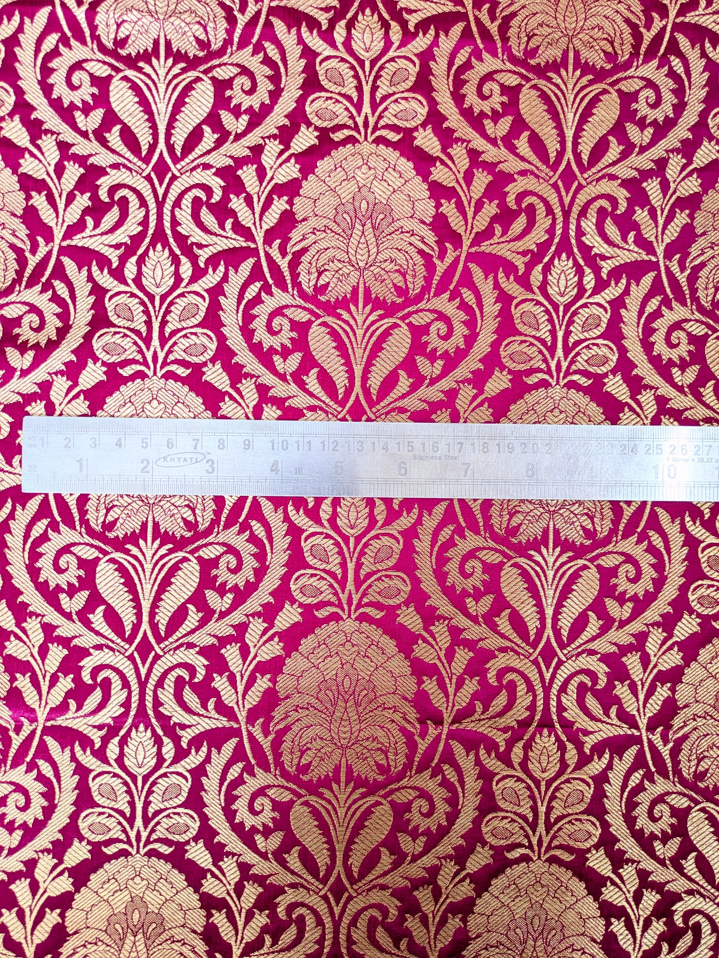 Indian banarasi brocade fabric, Pink Gold Flower brocade fabric, Wedding fabric, Rayon silk brocade, Gothic fabric, Designer fabric - NFAF137