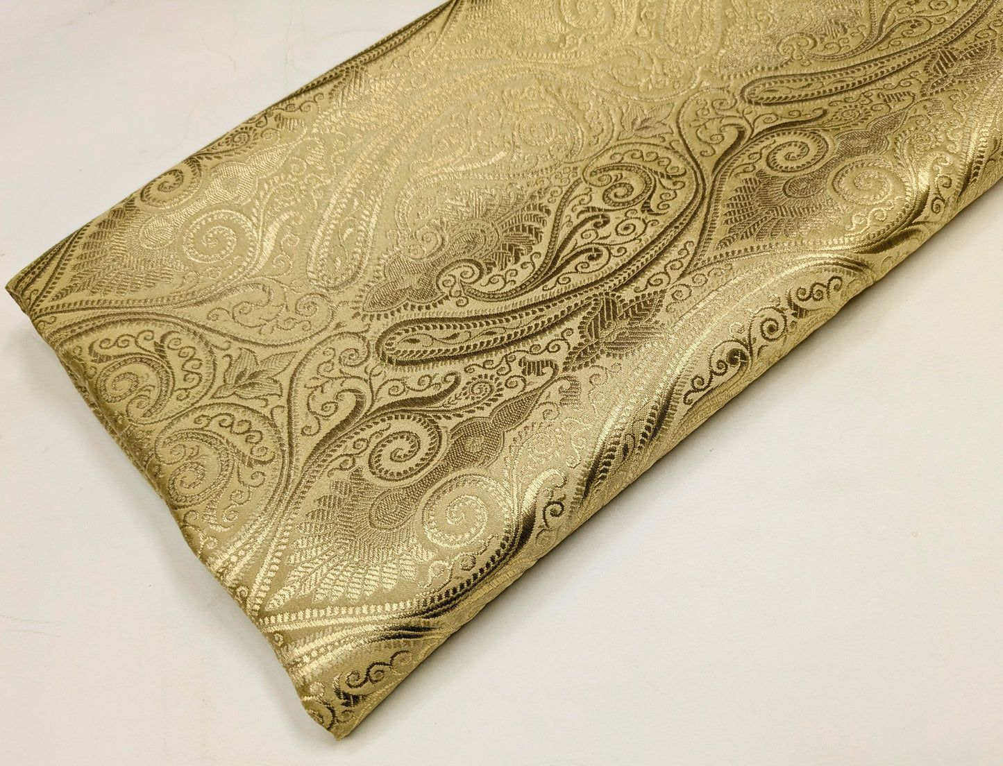 Beige gold damask jacquard brocade fabric, Home décor fabric, Theatre costume, Vintage textile, Renaissance fabric - NFAF568