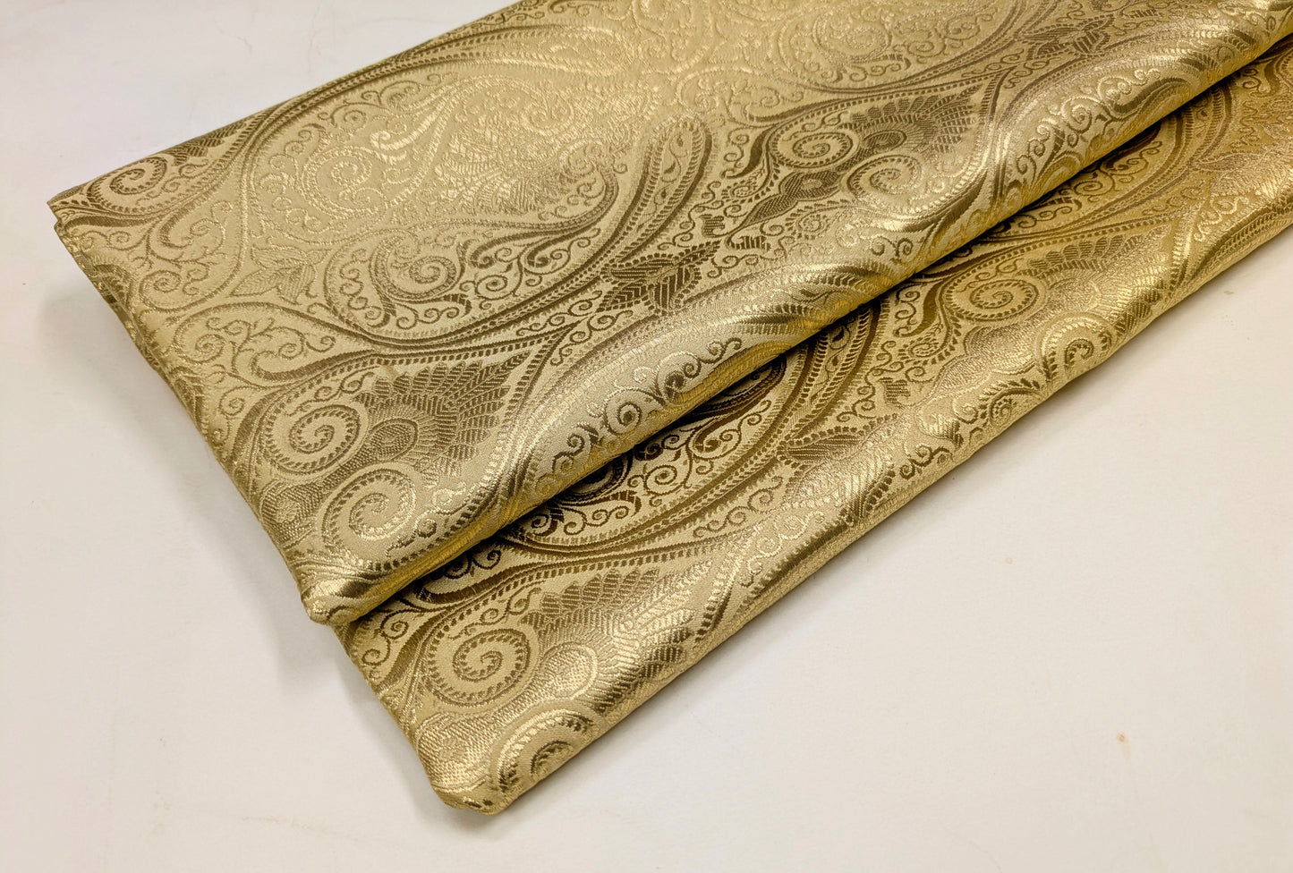 Beige gold damask jacquard brocade fabric, Home décor fabric, Theatre costume, Vintage textile, Renaissance fabric - NFAF568