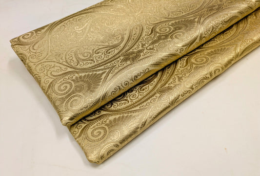 Beige gold damask jacquard brocade fabric, Home décor fabric, Theatre costume, Vintage textile, Renaissance fabric - NFAF139