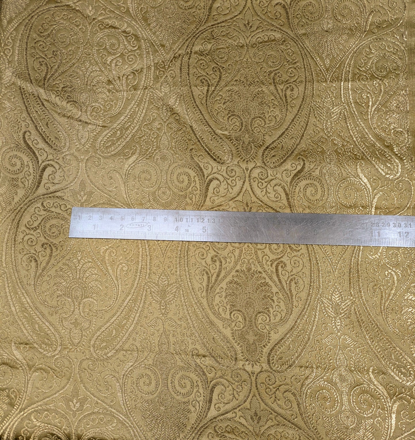 Beige gold damask jacquard brocade fabric, Home décor fabric, Theatre costume, Vintage textile, Renaissance fabric - NFAF568