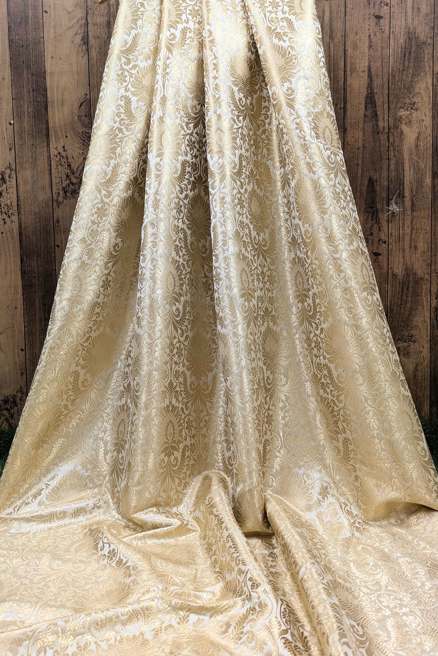 Ivory Gold Brocade fabric Jacquard fabric brocade fabric Wedding bridal dress fabric Festival clothing Home Decor fabric by the yard NFAF145