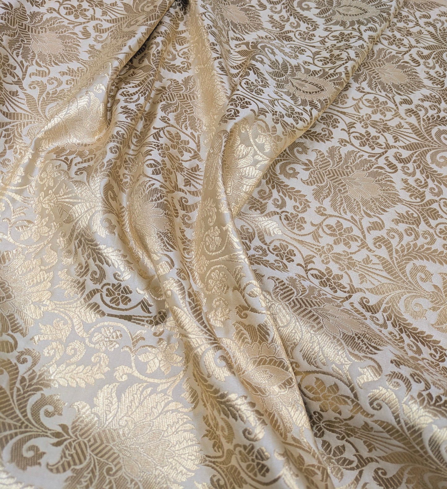 Ivory Gold Brocade fabric Jacquard fabric brocade fabric Wedding bridal dress fabric Festival clothing Home Decor fabric by the yard NFAF145