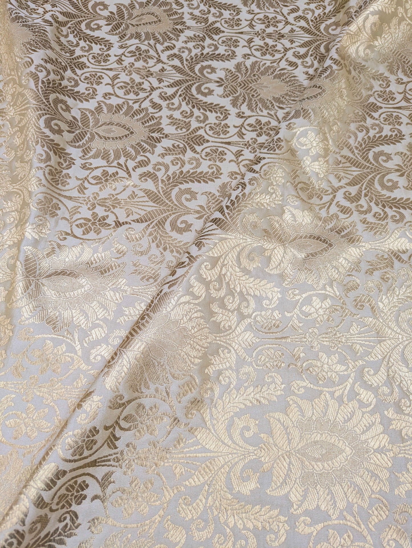 Ivory Gold Brocade fabric Jacquard fabric brocade fabric Wedding bridal dress fabric Festival clothing Home Decor fabric by the yard NFAF145