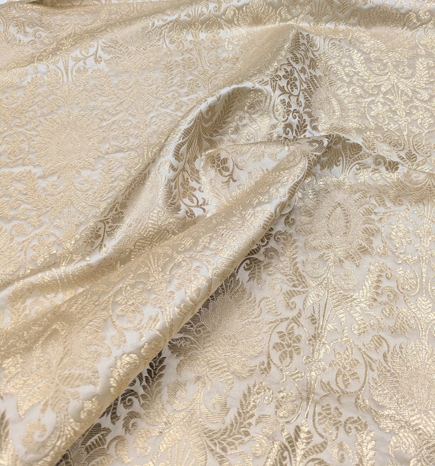 Ivory Gold Brocade fabric Jacquard fabric brocade fabric Wedding bridal dress fabric Festival clothing Home Decor fabric by the yard NFAF145